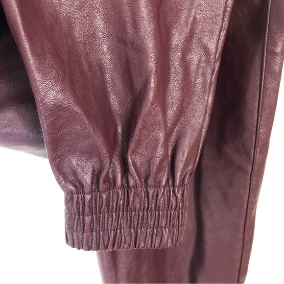 Dynamite High Waisted Faux Leather Burgundy Sacha Joggers XS - Picture 6 of 6